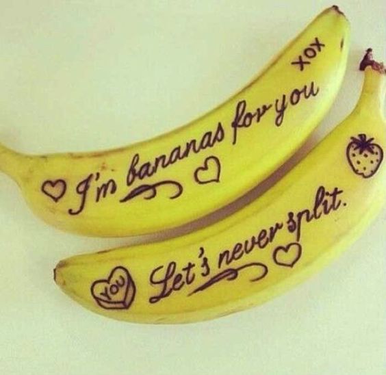 bananas with messages -  8 Almost Free Valentine's Day Ideas