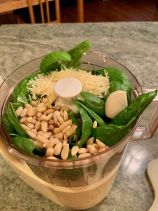 How To Cook for 2 When The Nest Is Empty -mixer with spinach and nuts