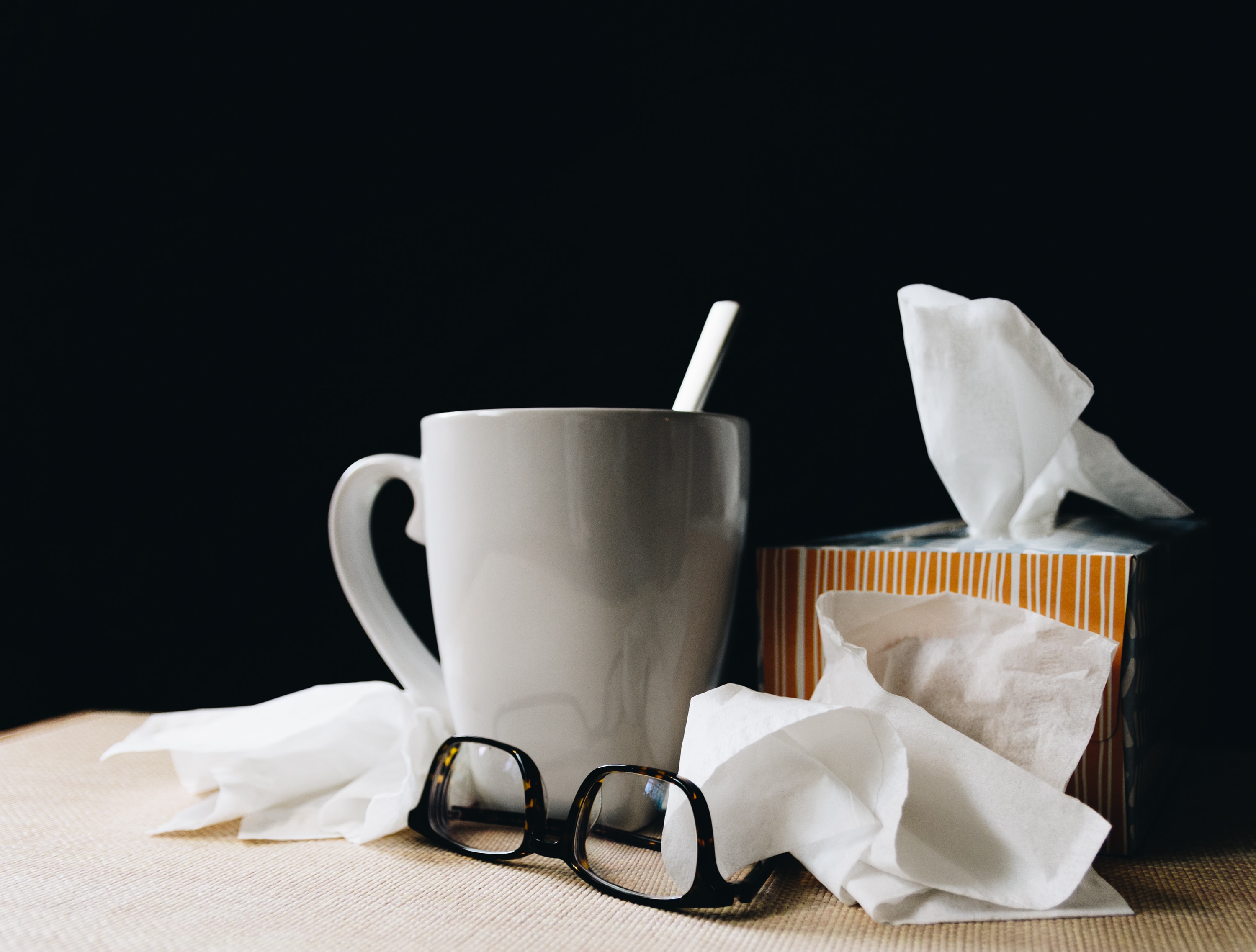 cup and tissues