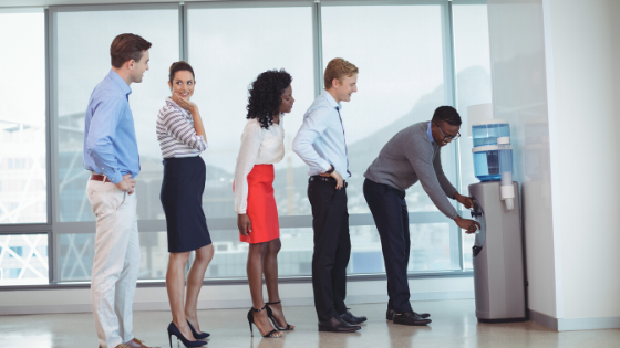 people at the office water cooler