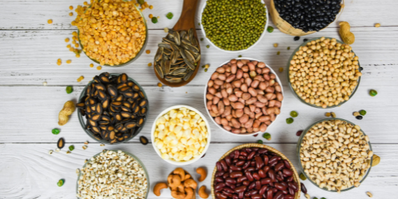 variety of grains and beans - 4 Easy Ways To Improve Your Diet and Eat Healthily