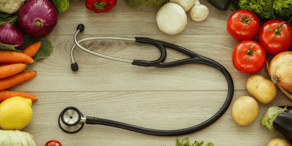 stethoscope and vegetables