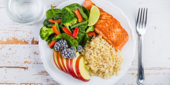 plate with healthy foods - 3 Steps To Melt Your Midlife Middle