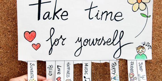 5 Tips To Escape Holiday Stress- board saying take time for yourself