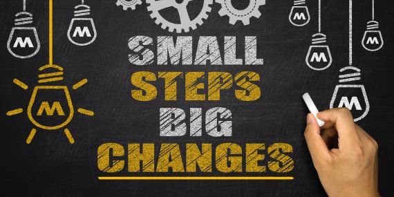 chalkboard saying small steps big changes