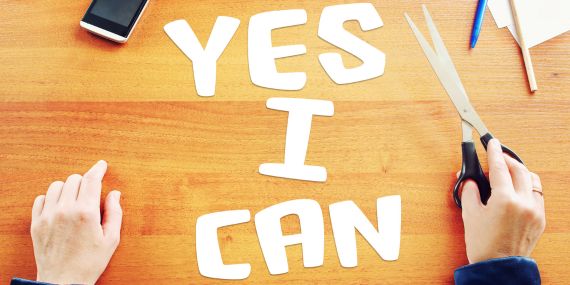 Letters cut out into yes, I can. Midlife purpose, finding purpose in midlife, living your best life. 