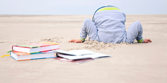 person with the head in the sand, feeling stuck in midlife