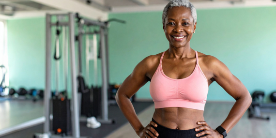 When Familiar Midlife Fitness Habits Stop Working. African American woman in the gym.