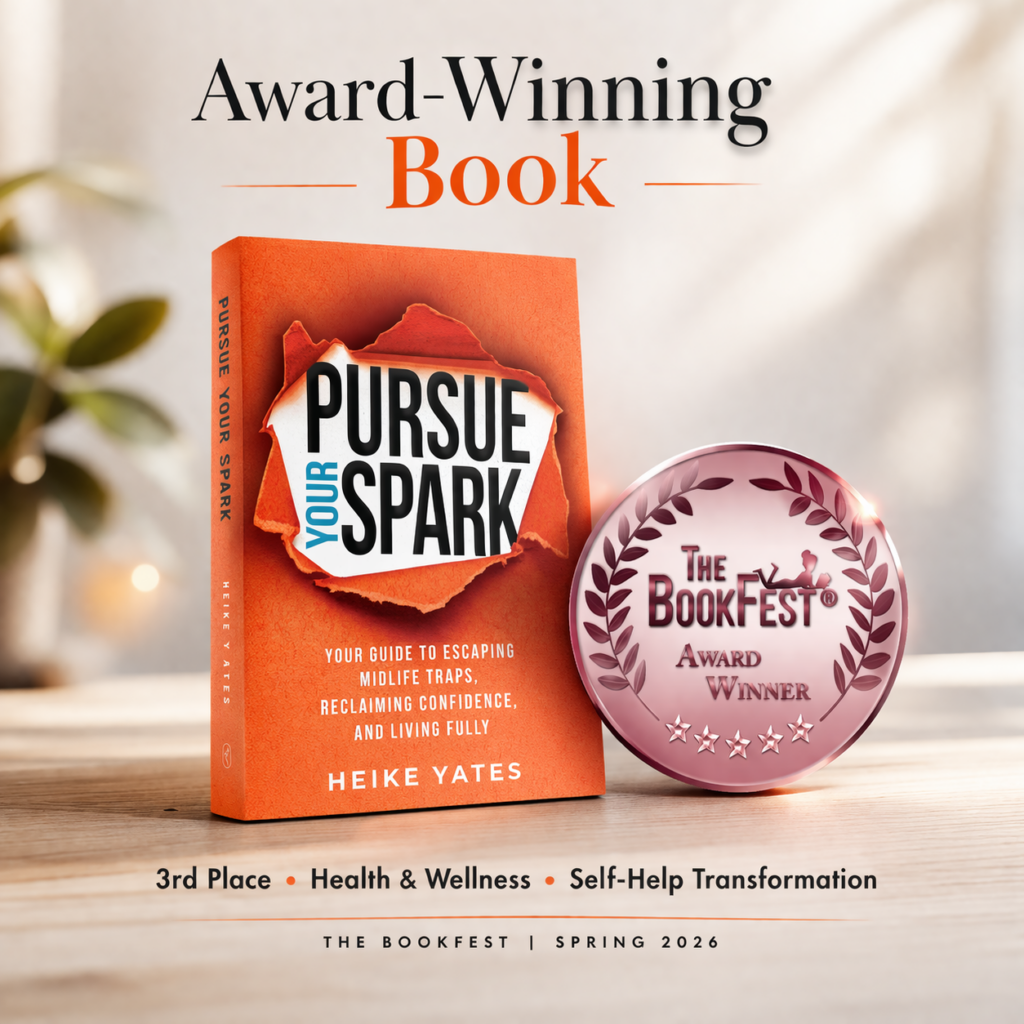Pursue Your Spark Book by Heike Yates for midilfe women, award winning book