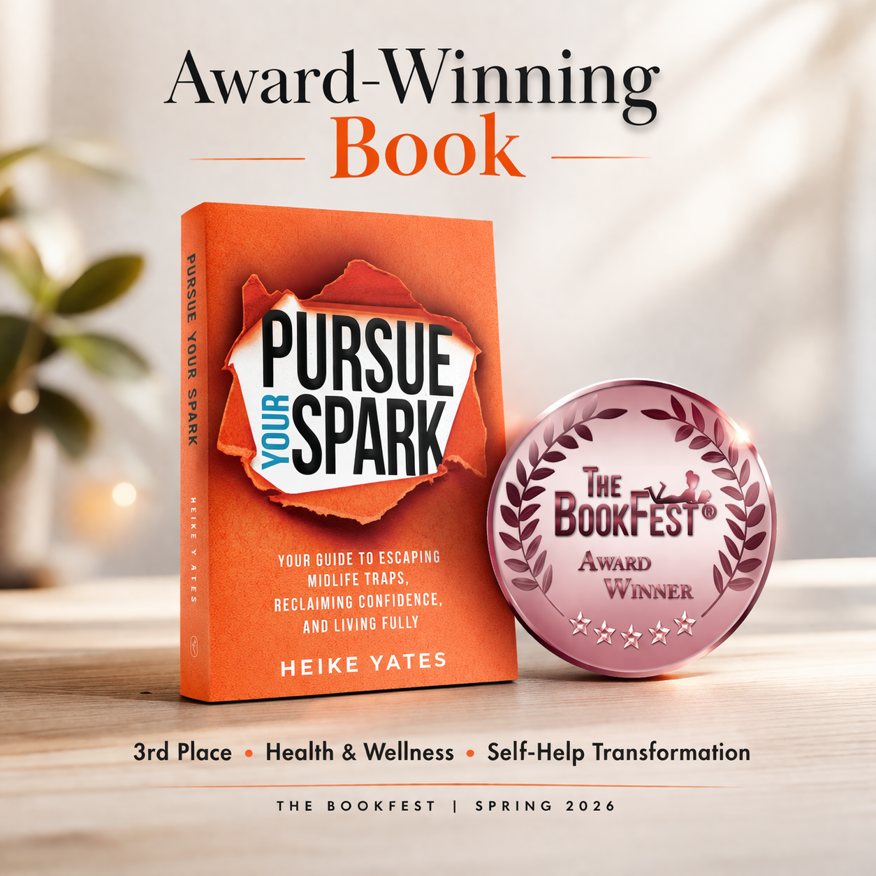 Pursue Your Spark Book by Heike Yates for midilfe women, award winning book